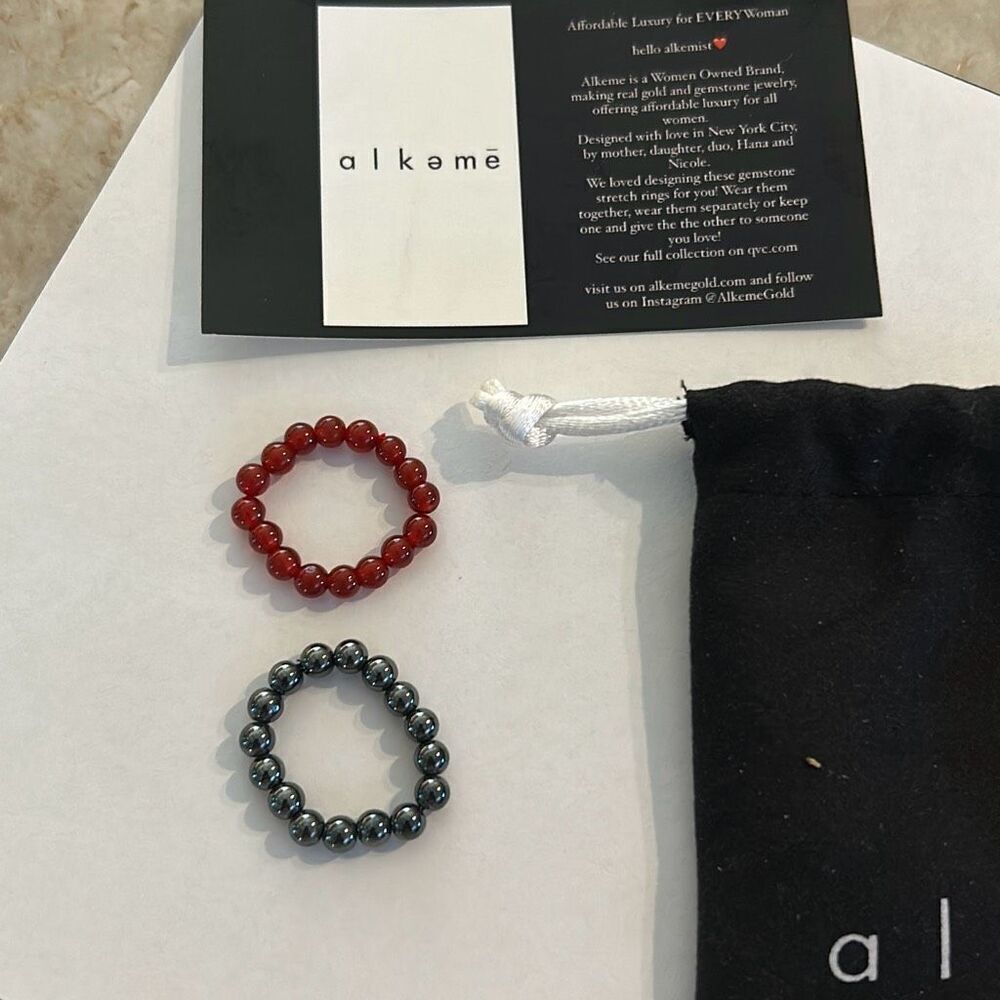Gem Stone Beaded Stack Rings NEW - Picture 3 of 4